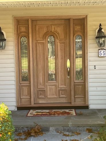 New wood door with windows