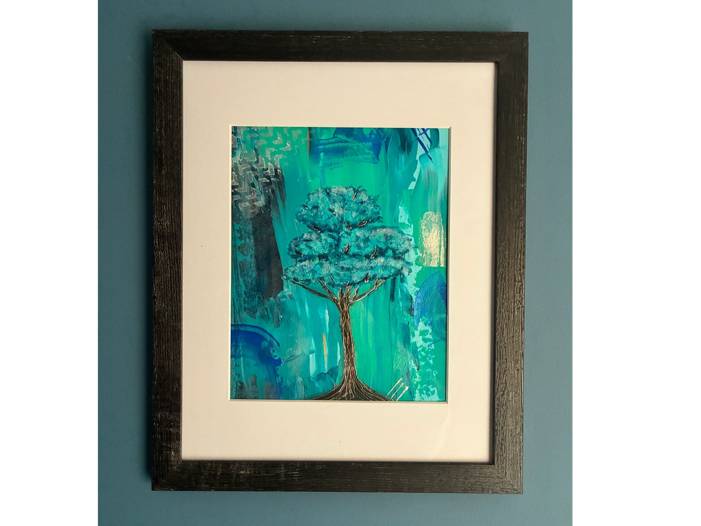Blue Hues abstract with tree