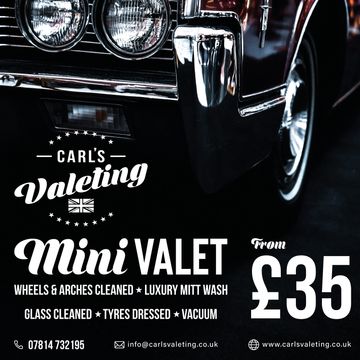 mini valets from £35 pound for small cars 