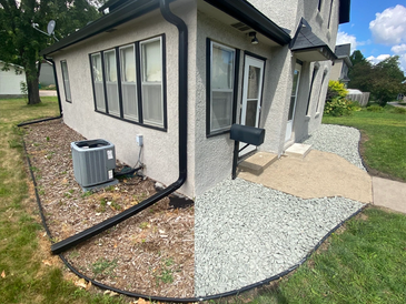 Picture of before and after rock installation services completed by Your Outdoor Helper LLC.