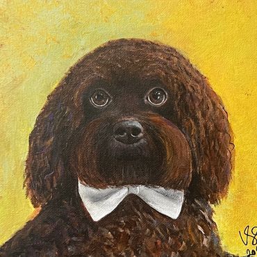 Poodle portrait, 8x8 inch oncanvas.