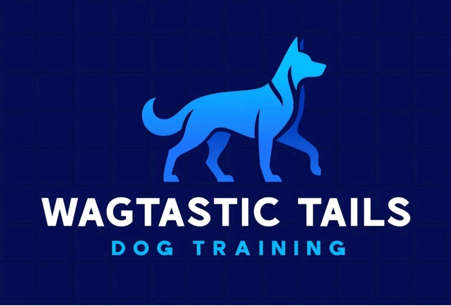Logo for Wagtastic Tails dog training with a blue dog silhouette.