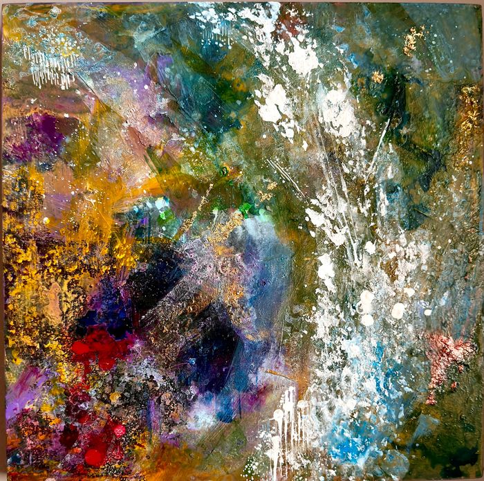 Catch the Light
10x10 inches
Acrylic, ink, gel medium on wood panel