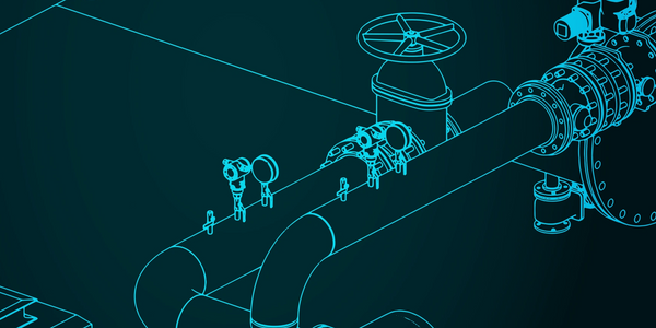 Stylised blueprint of pipes