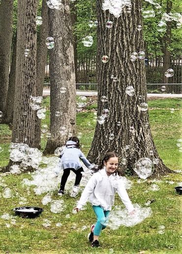 Bubble clouds and giant soap bubbles can be a woodland delight for children, young or old.