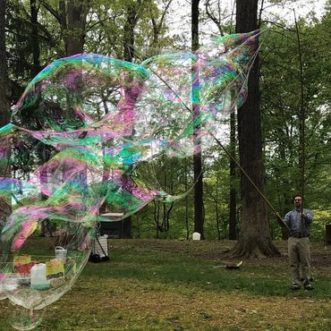 Grandpop Bubbles has fun at summer camps helping kids make the BIGGEST soap bubbles of their lives.