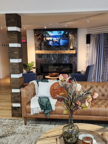 Fireplace setting design in a commercial building in Janesville, WI completed by MDR Design Co.