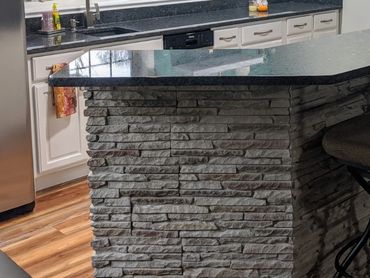 Lower level kitchen design project completed by MDR Home Styling & Design.