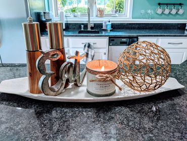 Lower level kitchen design project completed by MDR Home Styling & Design.