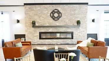 Fireplace area at the Celtic House as designed by MDR Design Co.