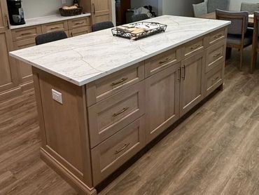 Image of kitchen remodel completed by MDR Design Co. in Janesville, WI - Covelani Polished Vicostone