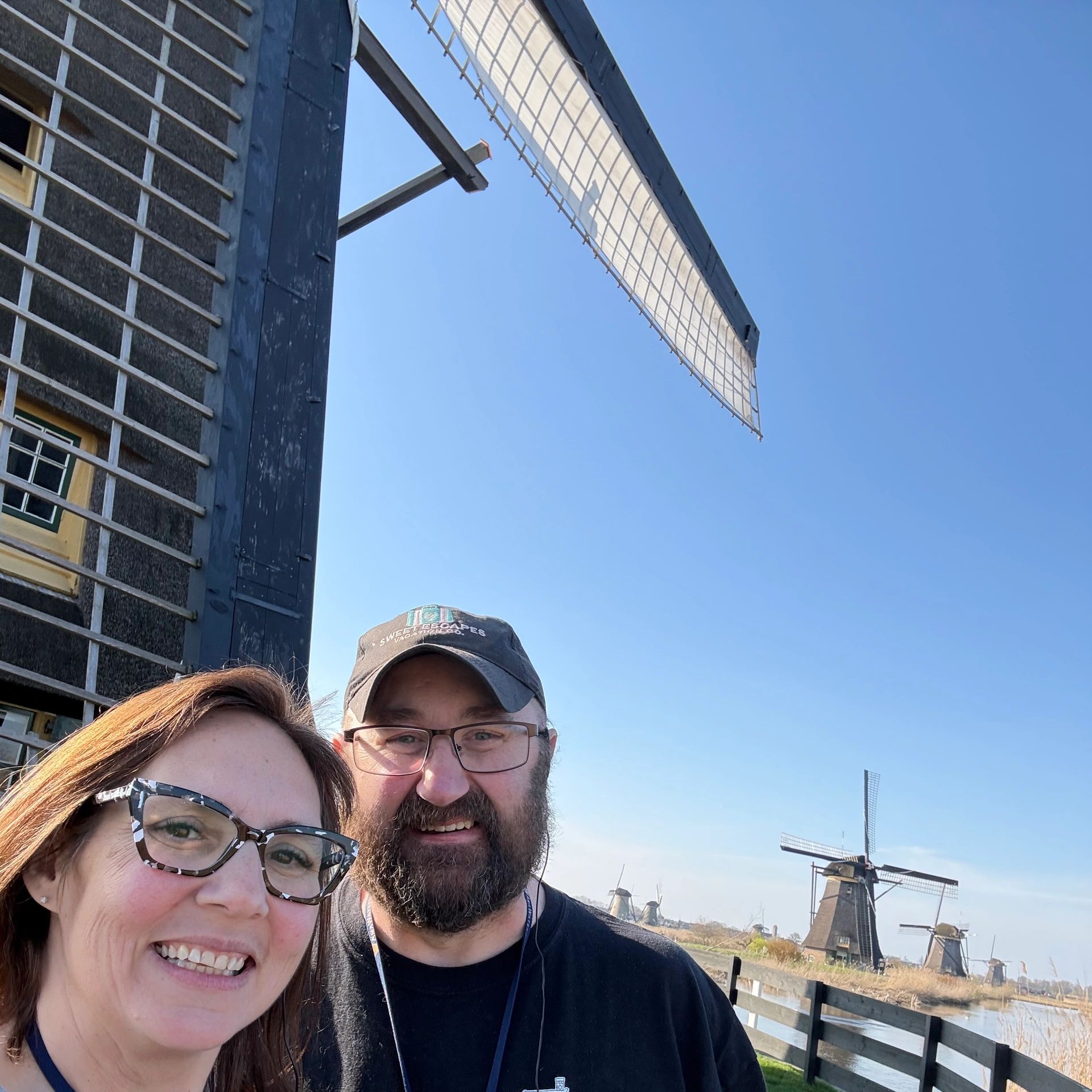 Wayne and Rena at Kinderdijk windmills Netherlands