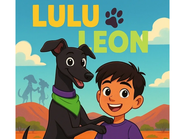 Cartoon image of a boy and a dog