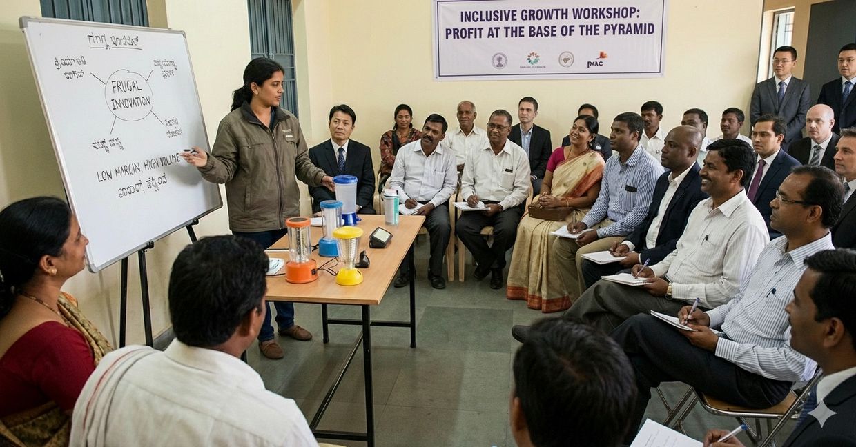 Workshop on frugal innovation with attentive participants.