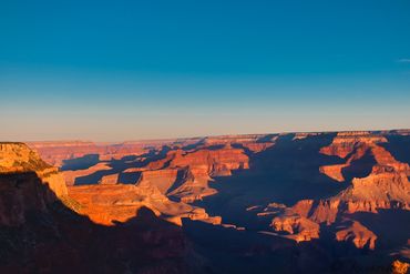 The Grand Canyon at sunrise.