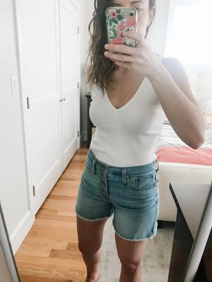 Express White Tank Top J.Crew Jean Shorts