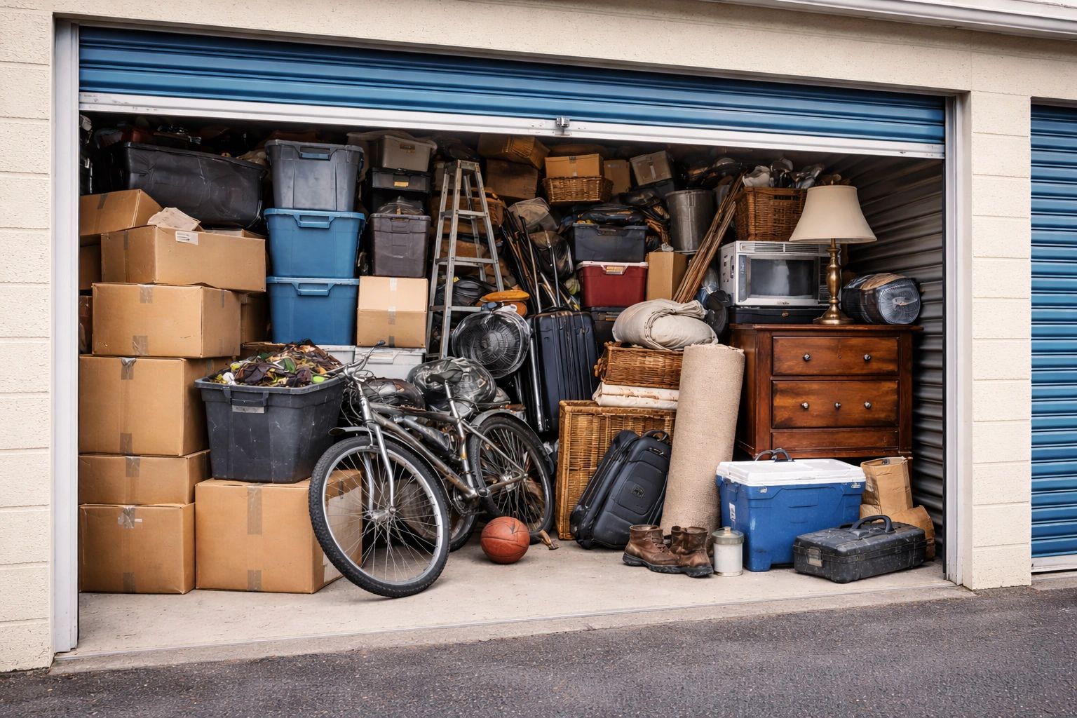 storage unit clean out services in colorado springs - a packed storage unit waiting to be emptied