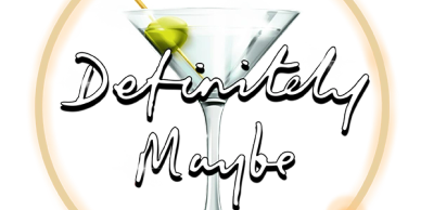 A martini glass with two olives and "Definitely Maybe" text.