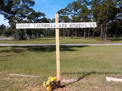 Residents have erected a message displaying how they feel about the environmental concerns in their