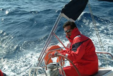 Franko at the helm off Byron Bay 2023 trip