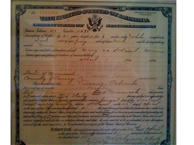 Naturalization certificate of my grandfather, Vincenzo Palumbo in 1921.