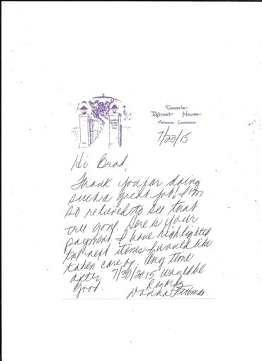 Thank You Note To Johnson Tree Service Inc.