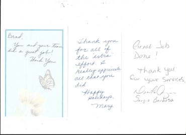 Thank You Note To Johnson Tree Service Inc.