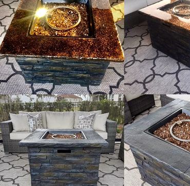Before and after firepit makeover