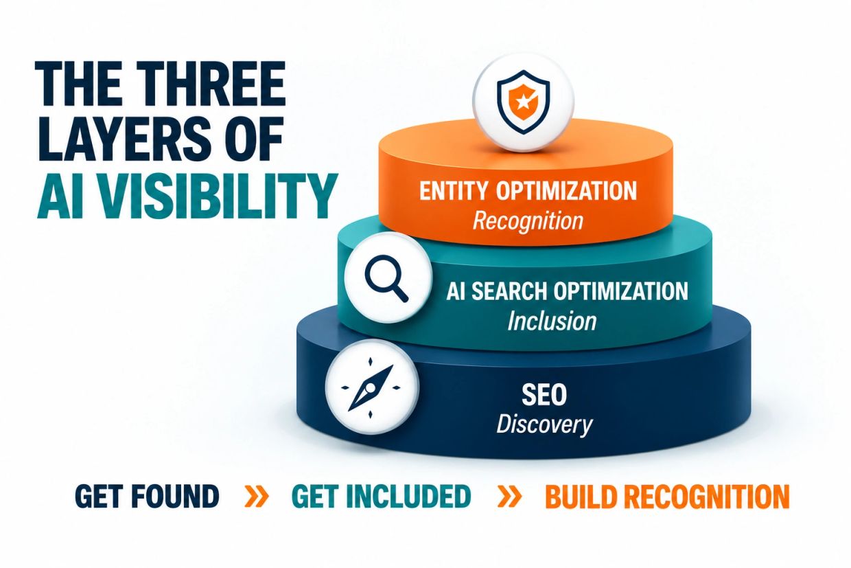Illustration: The 3 layers of AI visibility