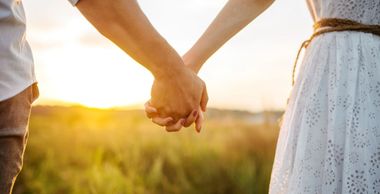 Once Upon an Irish Book characters, Beth and Preston, holding hands