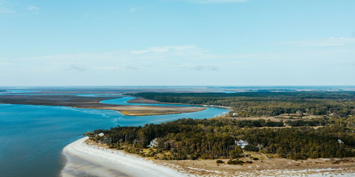Ariel view of Daufuskie Island beach