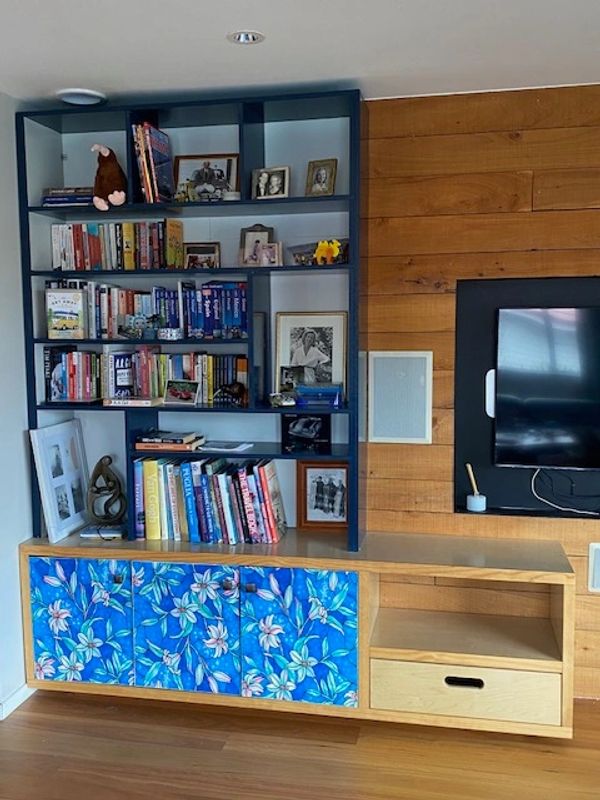 Fabrication of custom entertainment unit and bookcase