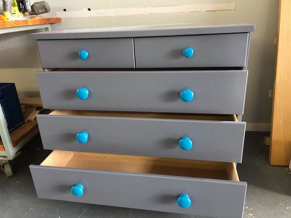 Quick refresh of a nasty old 1970's melamine drawer set into something more funky and modern.