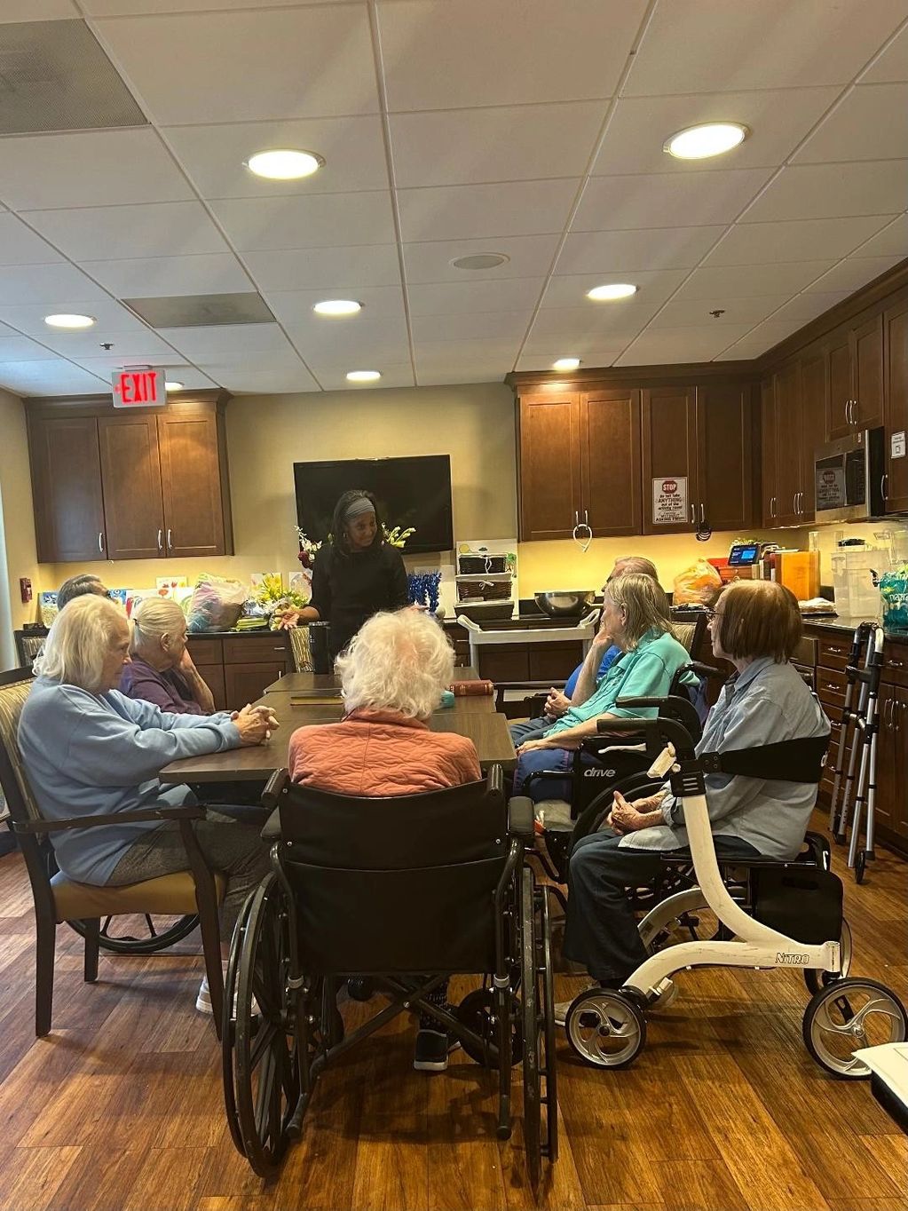 Evangelist Terri Pullen is seen here teaching a monthly bible study to senior citizens.