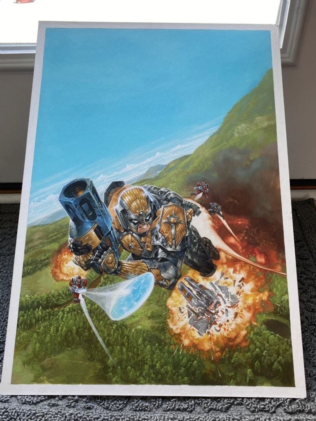 Pictured is the original front cover artwork for the game created by Dave Dorman. 