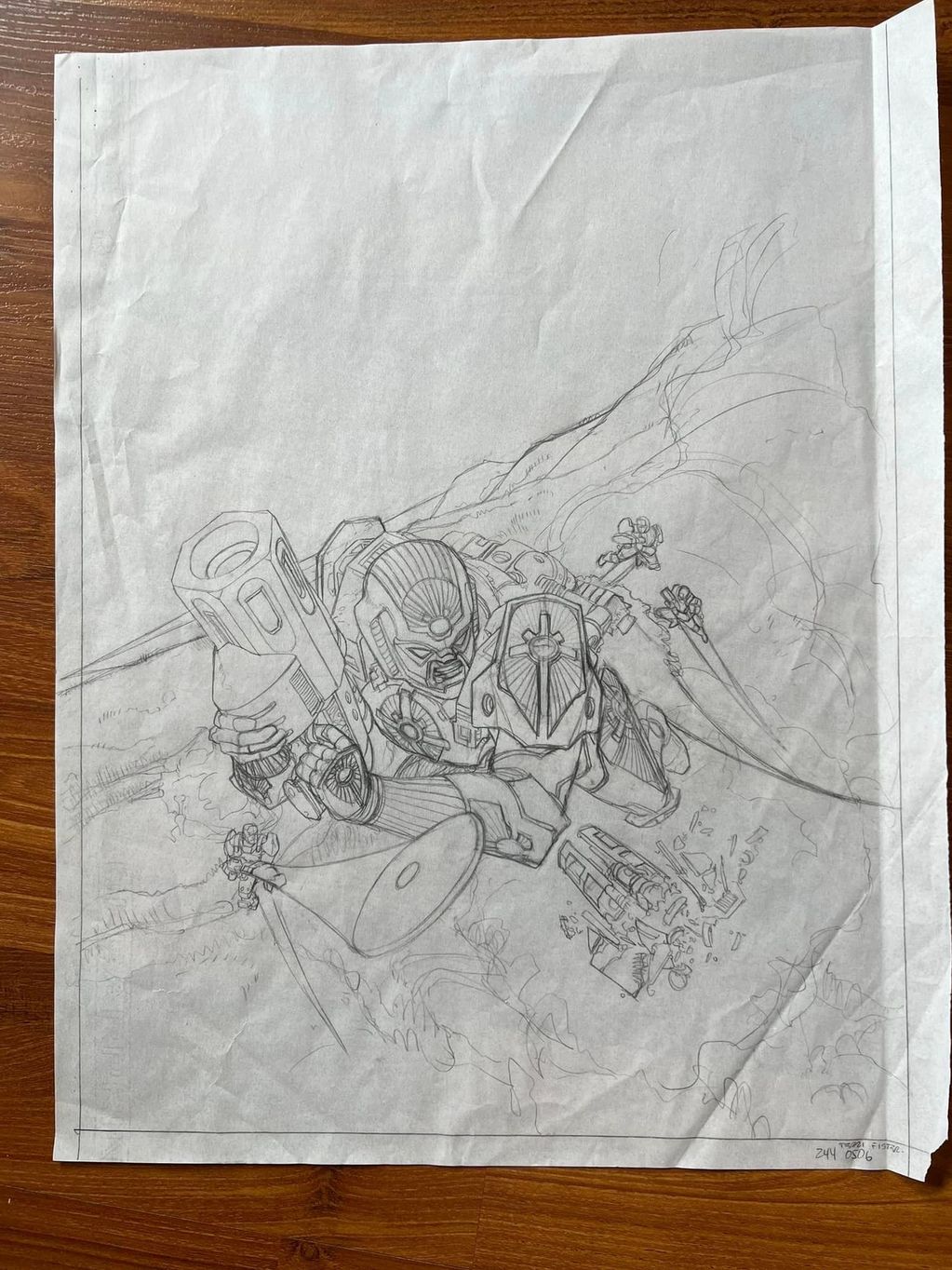 Tribes Aerial assault front cover original sketch. 