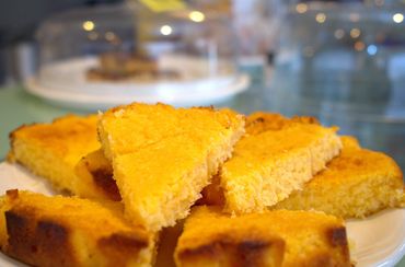 Homemade brownies with a crisp top and soft middle