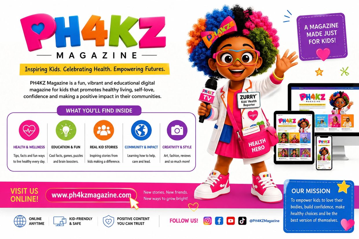 PH4KZ Magazine empowers kids with health, fun, and positive stories for a bright future.