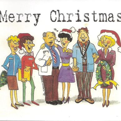 Christmas greeting card with funny characters