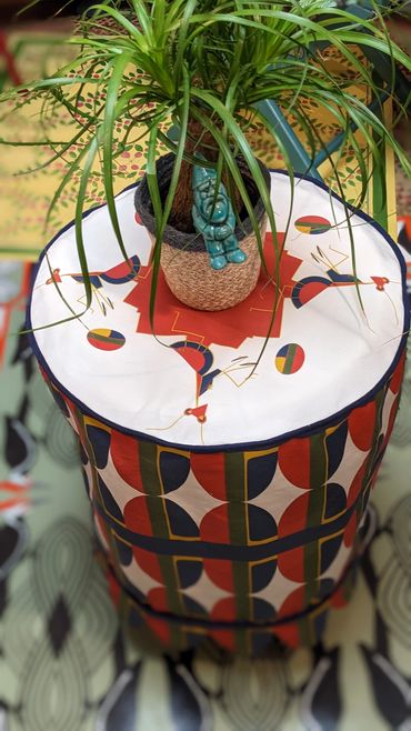 Mantis and Ootheca slipcovered table.