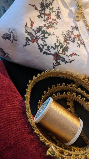 Mockingbird and Pyracantha fabric