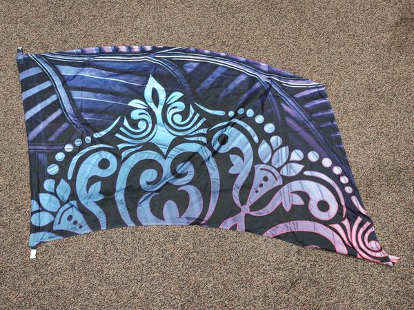 Purple lamé flag: $15 each. Please contact us for availability.