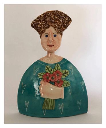 Jane Bygrave Studio Ceramics handmade stoneware figure. Semi porcelain, made in Norfolk.