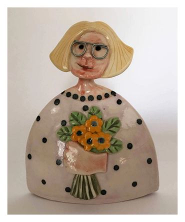 Jane Bygrave Studio Ceramics handmade stoneware figure. Semi porcelain, made in Norfolk.