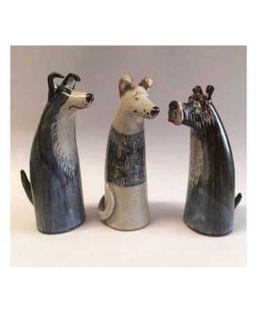 Jane Bygrave Studio Ceramics dog figure, handmade in Norfolk