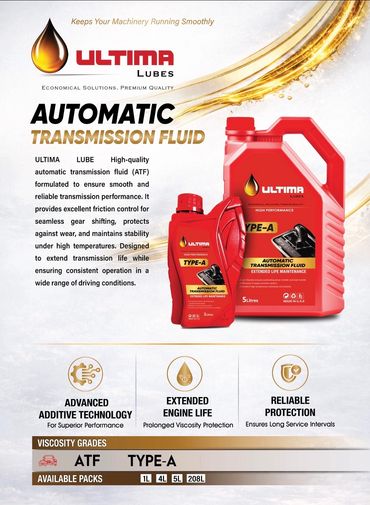 Ultima Lubes Automatic Transmission Fluid with advanced technology and extended engine life.