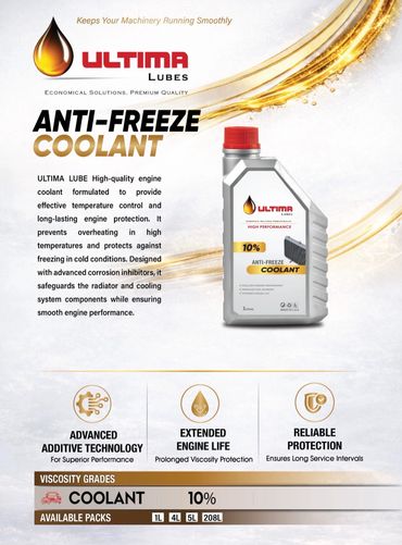ULTIMA LUBE anti-freeze coolant for superior engine protection and temperature control.