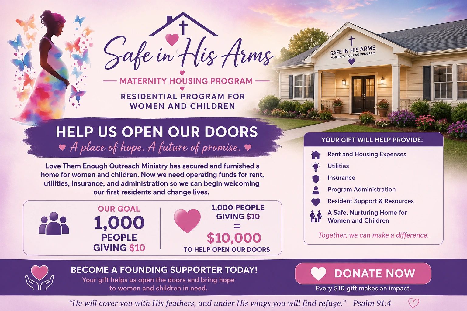 Help Us Open Safe in His Arms
Become a Founding Supporter Today