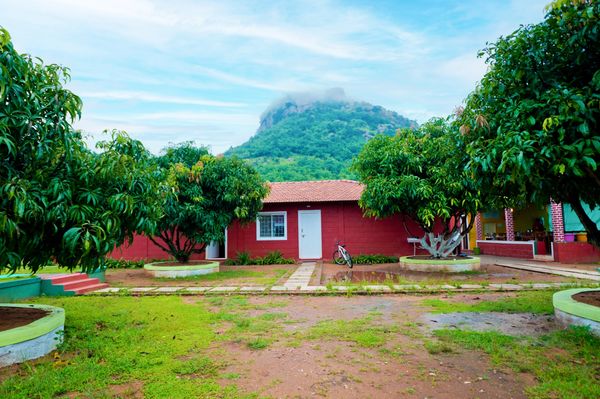 Front view of the spacious family cottage at Namooru Ecostay, welcoming guests for a comfortable stay