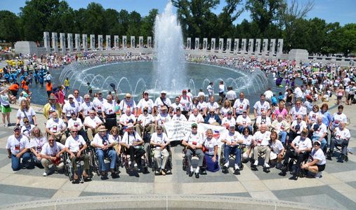 Veterans at the WWII Memorial in Washington DC